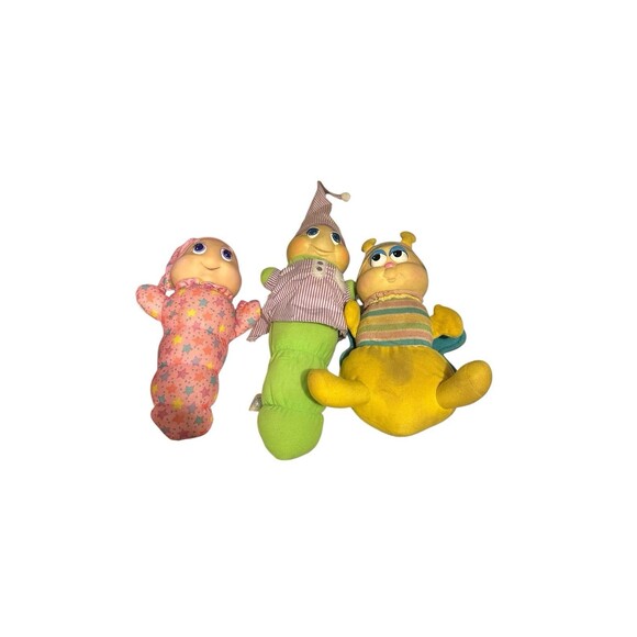 3 VTG 80s Playskool 11” GloWorm Nightgown Stars & GlowBug - Picture 1 of 16